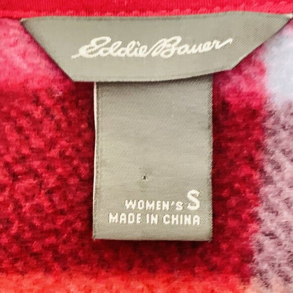 Eddie Bauer Women's Fleece Pullover Sweatshirt Sz Small Red Plaid Mock Neck NWOT - Picture 7 of 8